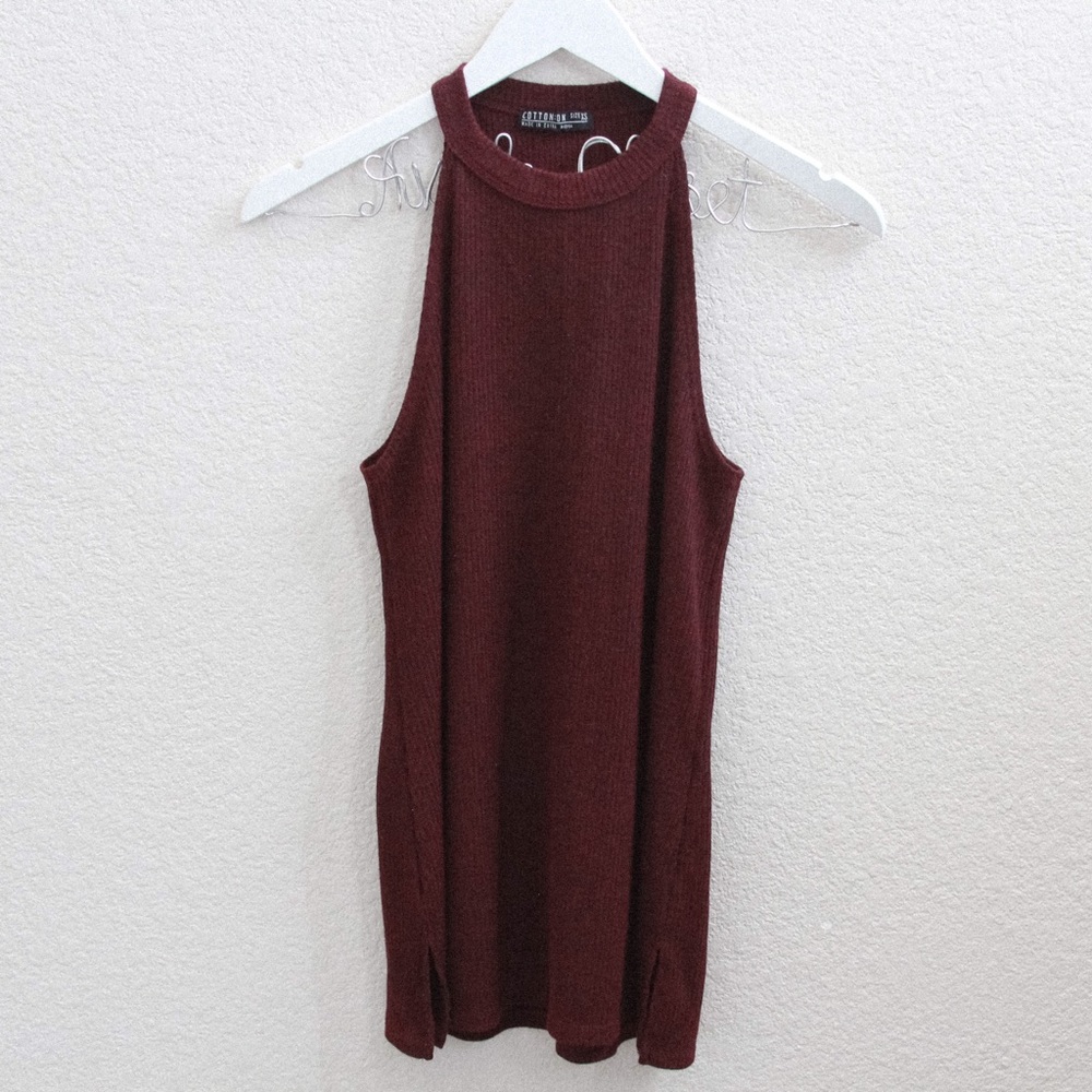 ♡ Cotton On Burgundy High Neck Knit Top ♡
